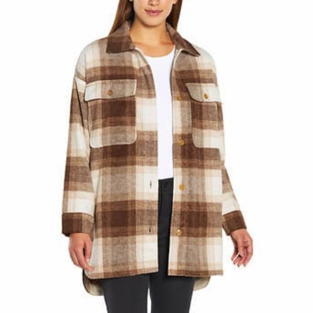 NWT Banana Republic BROWN Bailor Plaid Shirt Jacket Shacket XS X-Small